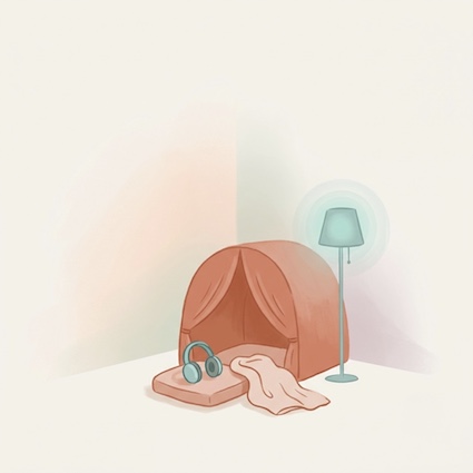 A sensory corner set up at home